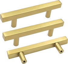 10 Pack 3 Inch Gold Cabinet Handles Brushed Brass Kitchen Pulls  Screws Include