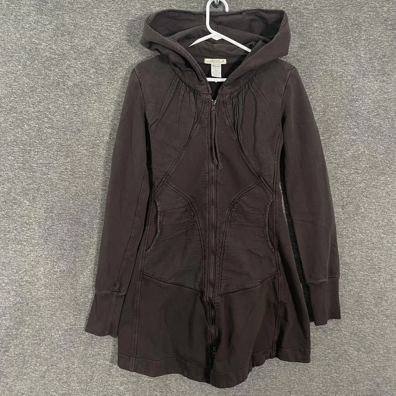 Prairie Underground Jacket Womens Small Brown Hooded Long Cloak Hoodie