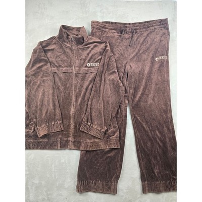 Vintage Southpole Velour Tracksuit Men 2XL Brown Full Zip Y2K