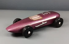Vintage BSA Boy Scouts Handmade Pinewood Derby Car #101 Purple