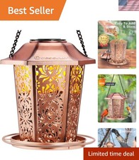 Solar Bird Feeders for Outdoors Hanging - Grade Metal Bird Feeder, Chew-Proo...