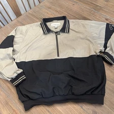 Cutter Buck Pullover Mens Large Golf Wind Tec Jacket VNeck Climaguard Tan/black