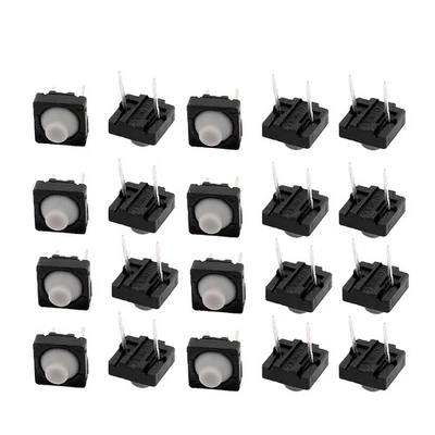UXCELL 20Pcs 8mmx8mm Panel PCB Silica Gel Tactile Tact Push Button Switch 2 Pin DIP