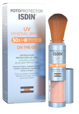 ISDIN UV Mineral Brush SPF 50+ Mineral Sunscreen Brush, ON THE GO