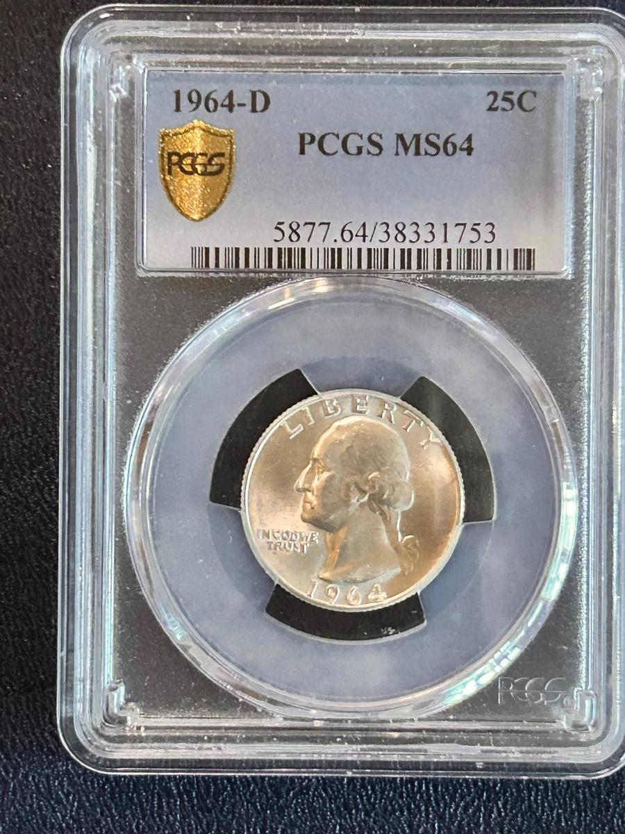 PCGS Certified MS 64 Graded 1964 Washington Quarters (1932-1998