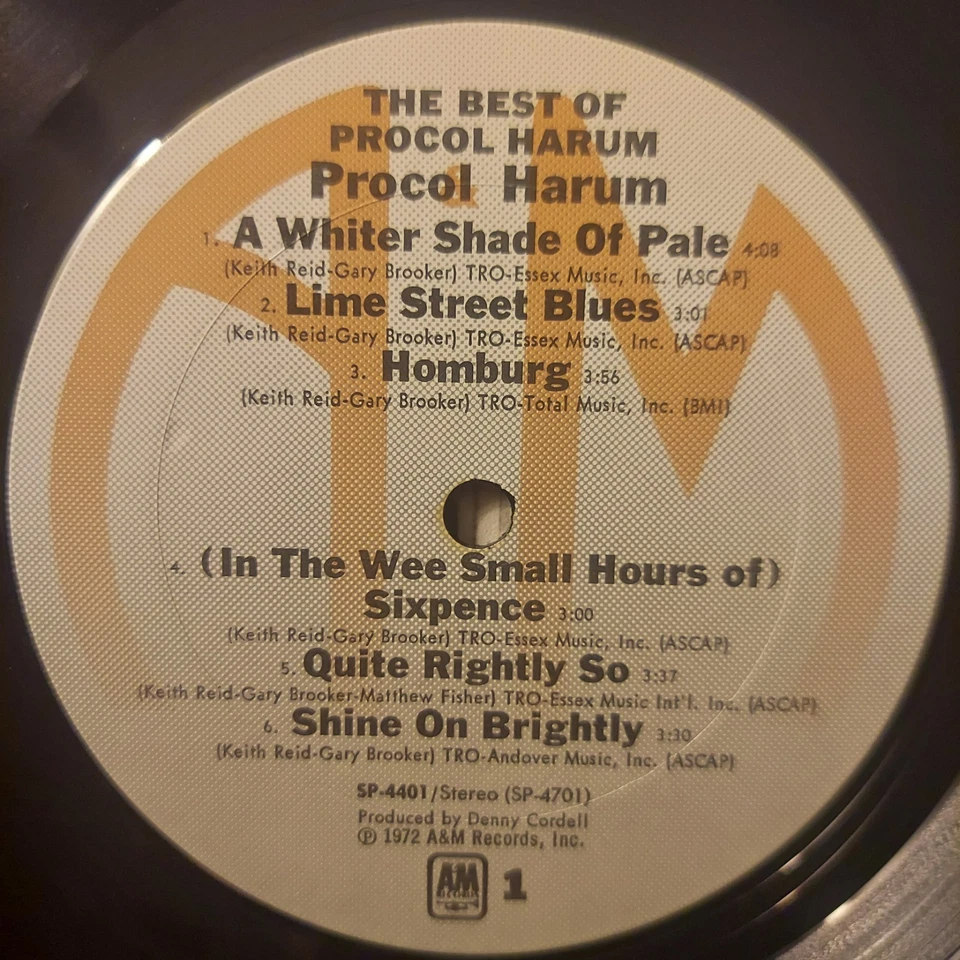 Procol Harum/Best Of Procol Harum/1972/A&M Records SP-4401/FREE SHIPPING/VG+/VG - Image 4 of 4