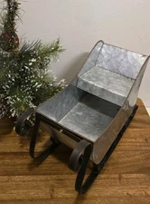 2018 Enchanted Forest 17" Galvanized Decorative Sled Christmas Winter Decor NEW 