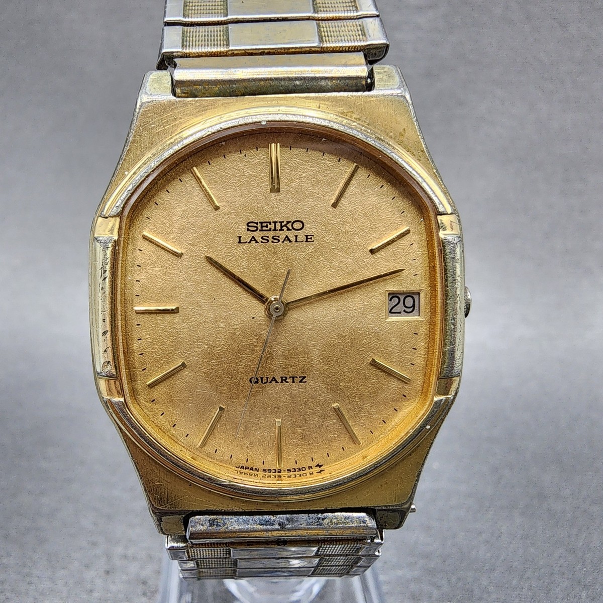 Seiko Lassale Watch Men 30mm Champagne Dial Gold Tone Date 5932