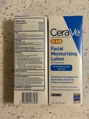 2 Pack CeraVe AM Facial Moisturizing Lotion 3 oz each NEW IN BOX FREE SHIPPING