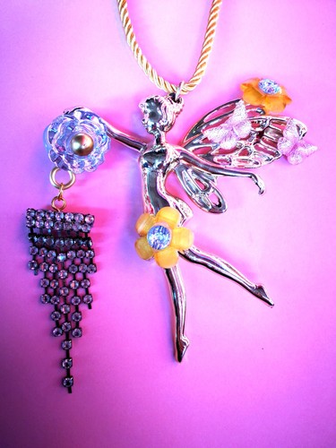 Woman Jewelry Luxury Necklace Golden Fairy Butterfly Ballerina Pendant Flowers - Picture 7 of 24