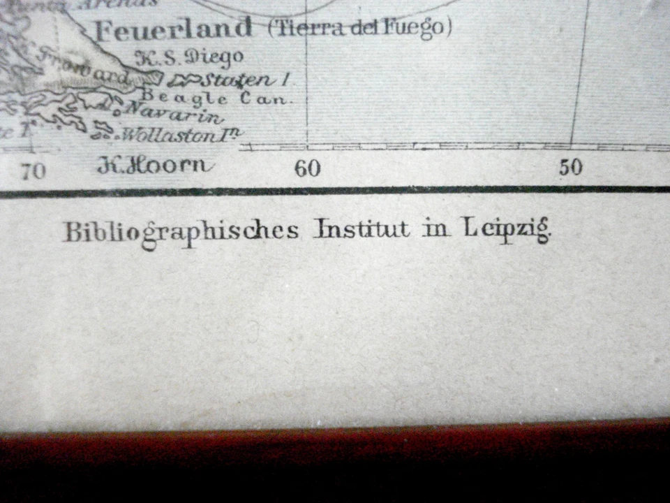 Antiguo mapa del Instituto Bibliográfico Sudamérica de Leipzig circa 1850-1880 Foto 3 de 4
