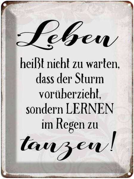 Blechschild 40X30 Cm Leben Lernen Im Regen Zu Tanzen Spruch Zitat Deko Geschenk-image