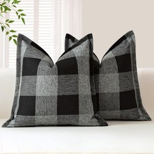 Sungeek Buffalo Check Plaid Cushion Covers 50 x 50 Set of 2 Linen Christmas Tar