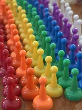 Huge Koplow Lot of Plastic Pawn Pieces Standard, Halma, Ball, Stand-Up Tokens!!