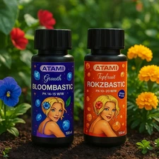 Atami Bloombastic and Rokzbastic Plant Nutrients, PK 14-15 and PK 10-20 Formula,