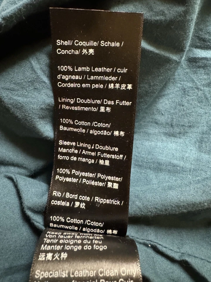 Chaqueta de moto Muubaa para mujer verde azulado profundo 100 % cuero de cordero talla 10 Foto 4 de 4