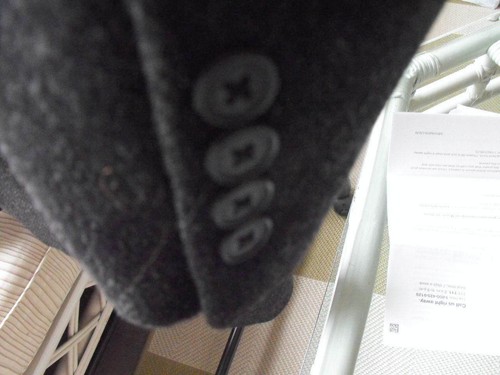Vintage NAUTICA Dark Charcoal Wool Herringbone Over Coat 42-Reg - Picture 6 of 8