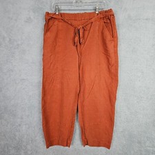 Eileen Fisher Womens Lantern Pant M Orange Linen Tencel High Waist Crop Soft