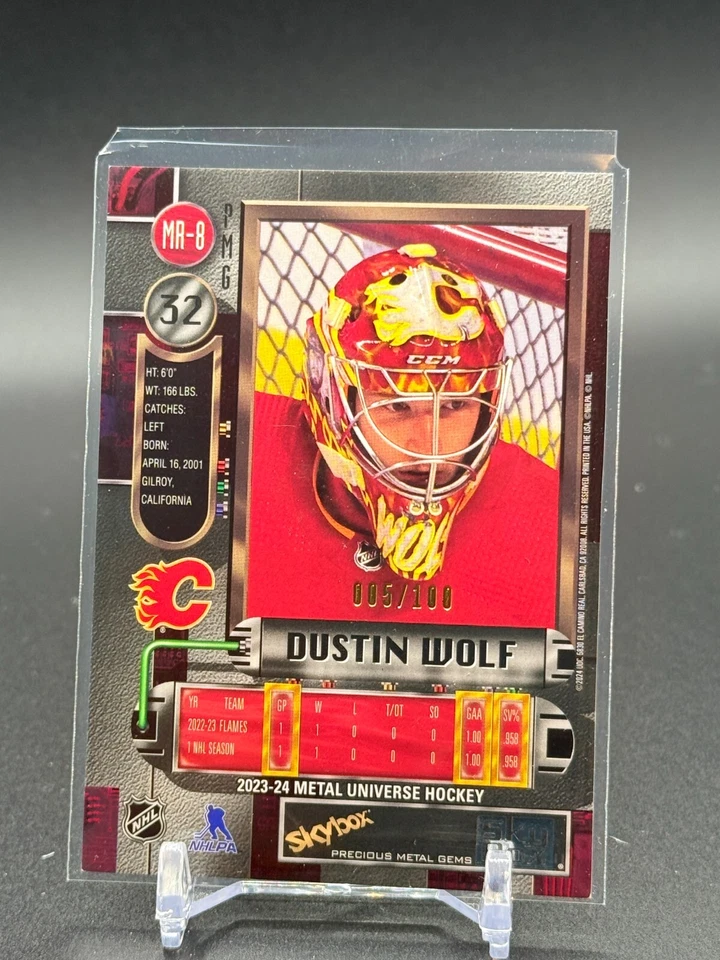 Dustin Wolf GREEN PMG 1997-98 Rookie Retros Precious Metal Gems #MR-8 (RC) 2023 - Image 2 of 2