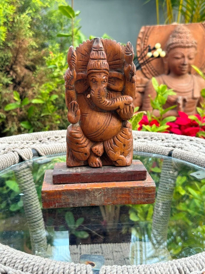 Antique Rare Wooden Hand Crafted Hindu God Ganesha Sculpture - Изображение 3 из 4