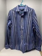 Men's Polo Ralph Lauren ESTATE CLASSIC FIT sz. XL Blue Striped Button Up Shirt