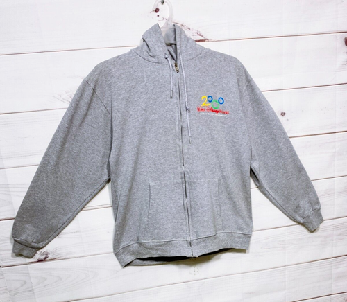 Walt Disney World 2000 Hoodie Size M Gray Full Zip Pockets Long Sleeve - Picture 2 of 8