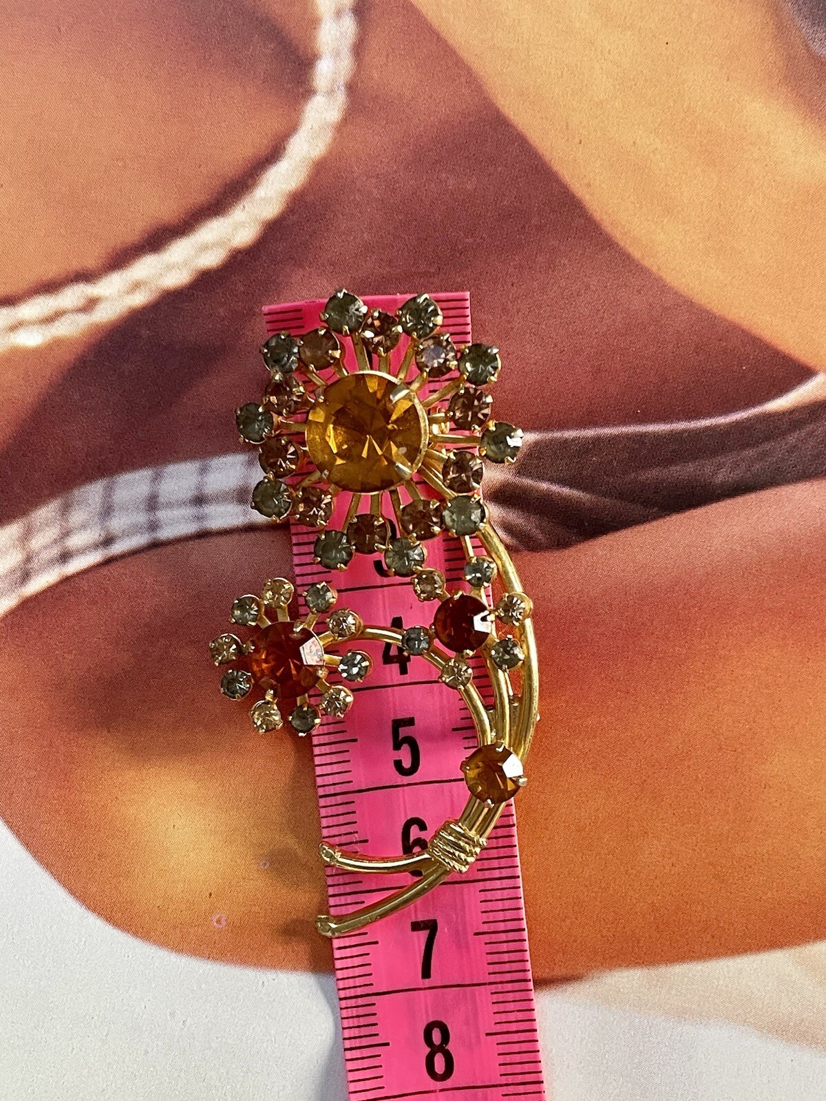 Antique Ameri Brooch Star Stones Estate Vintage F… - image 5