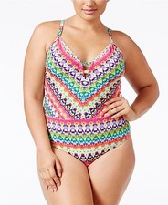 Bleu by Rod Beattie Cross Back One Piece Maillot Plus Size 16W Swimsuit NWT 155