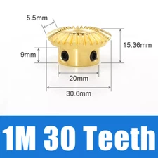 Brass Bevel Gear 1 Module 15/20/30/40 Teeth 90° 1:2 Pairing Pinion Motor Gear