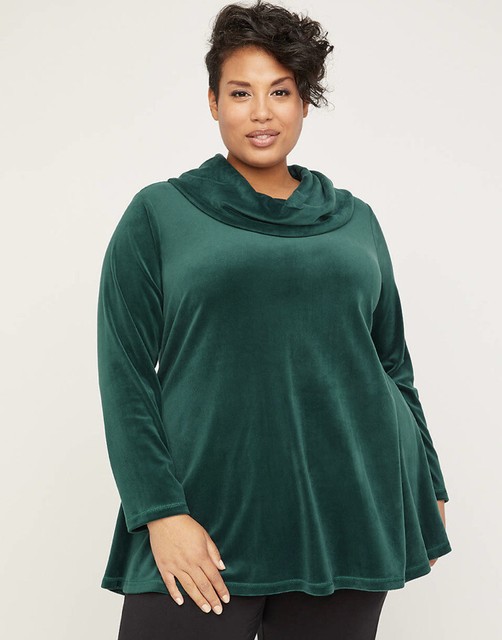 Catherines Womens Plus Size 3X (26/28W) Fireside Velour Cowlneck Tunic