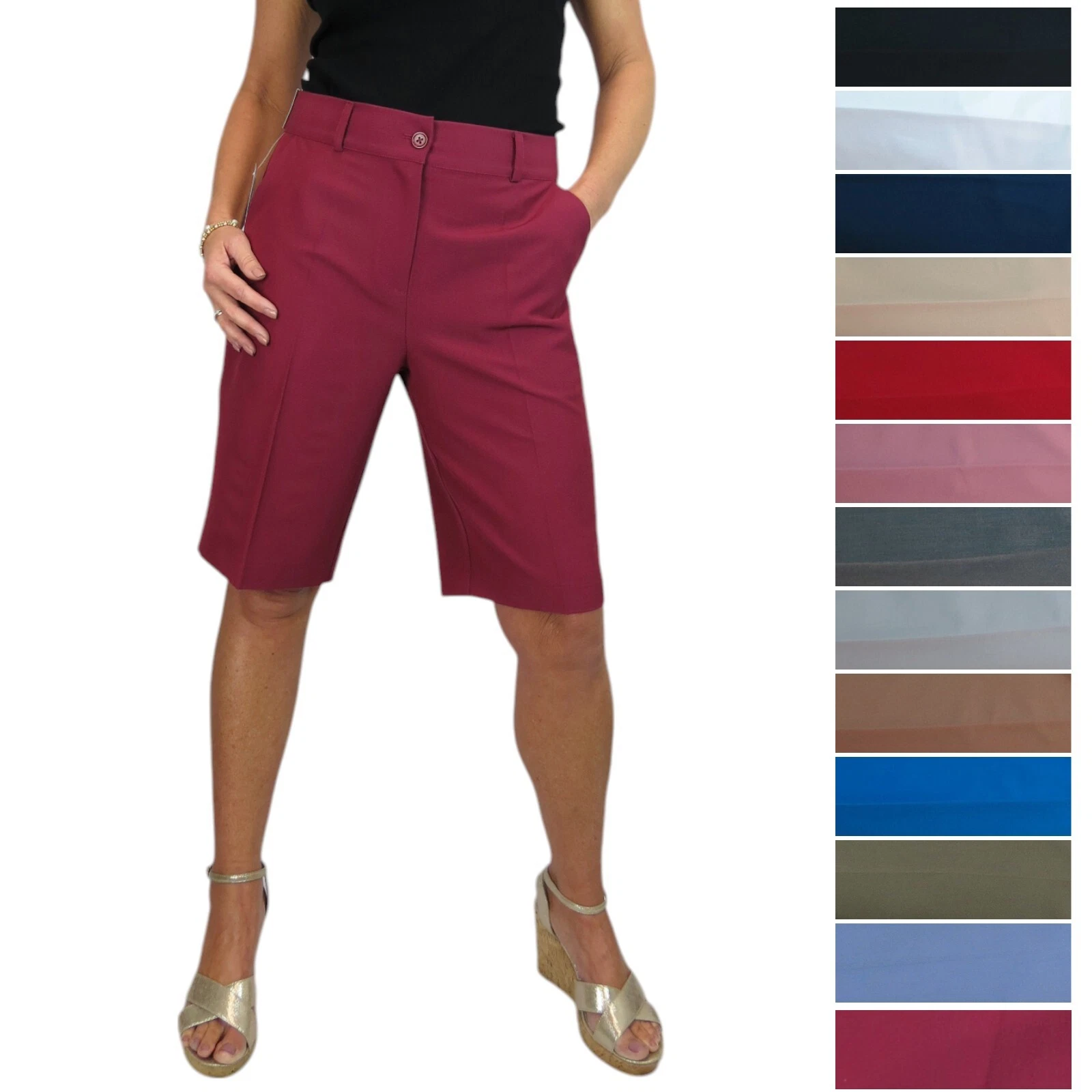 Ladies High Waist Tailored Knee Length Shorts Summer Smart Casual Day Evening
Opens in a new window
