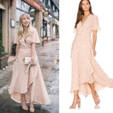 Privacy Please “Krause” blush stars wrap dress s small
