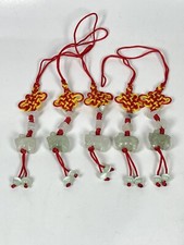 5PC Hand Carved Natural Jade Chinese Zodiac Boar Pendant Knotted CellPhone Charm