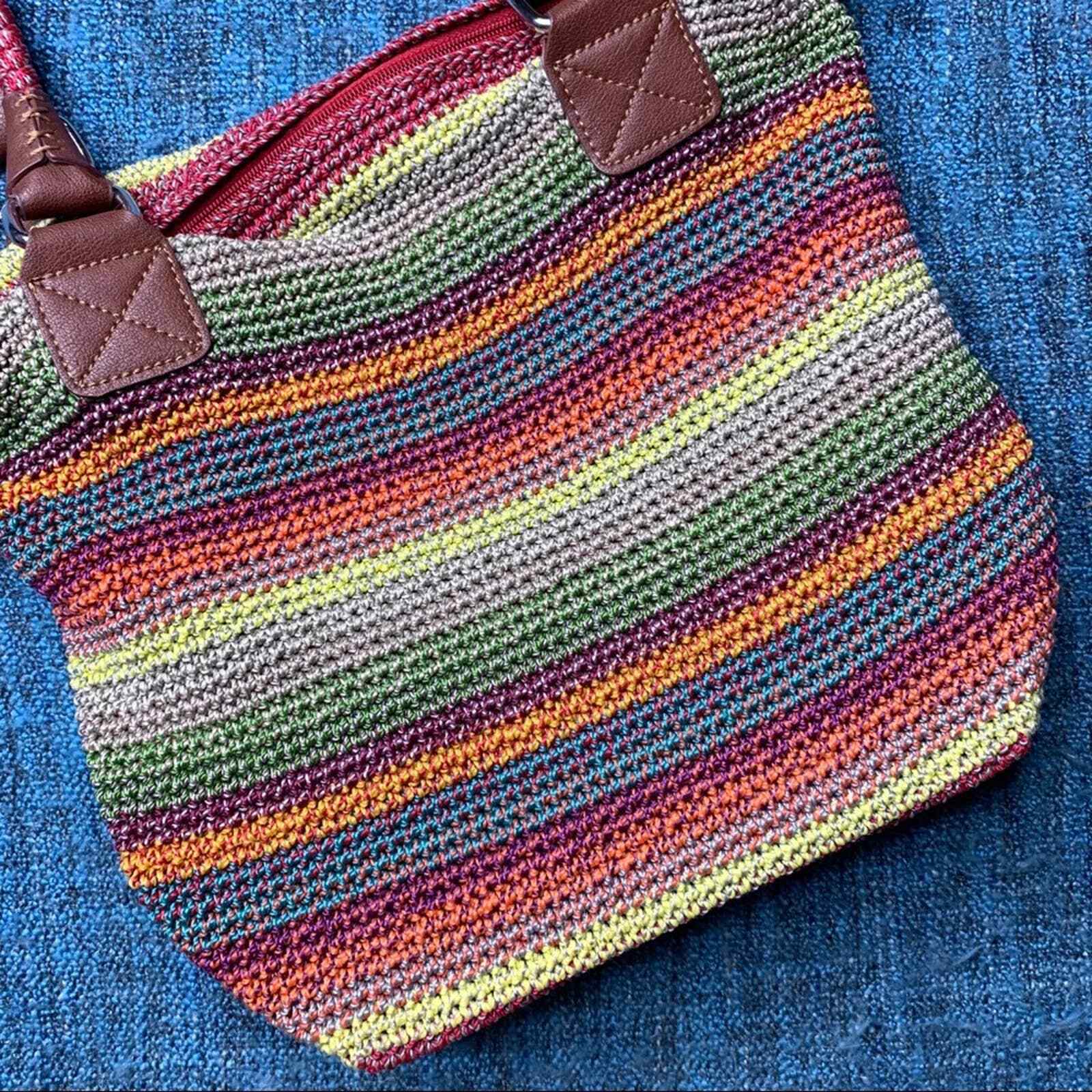 The Sak Cambria Large Rainbow Stripe Crochet Knit Tot… Gem