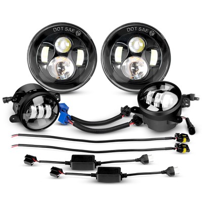 Nilight 2pcs 7 Inch LED Healdight 2x 4 Inch Car Fog Light for Jeep 