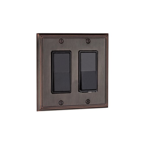 Wall Light Switch Plate Rocker Cover Decorative Brushed Oil-Rubbed Bronze 2 Gang - Picture 2 of 2
