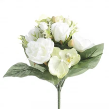 Factory Direct Craft Elegant White Artificial Rose and Soft Green Orchid Bu