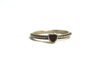 Pandora Sterling Silver Elevated Red Heart Ring, Size 7 1/2