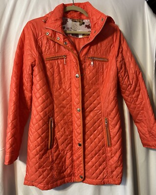 db established 1962 Puffer Jacket Hood Orange Size S (J4)