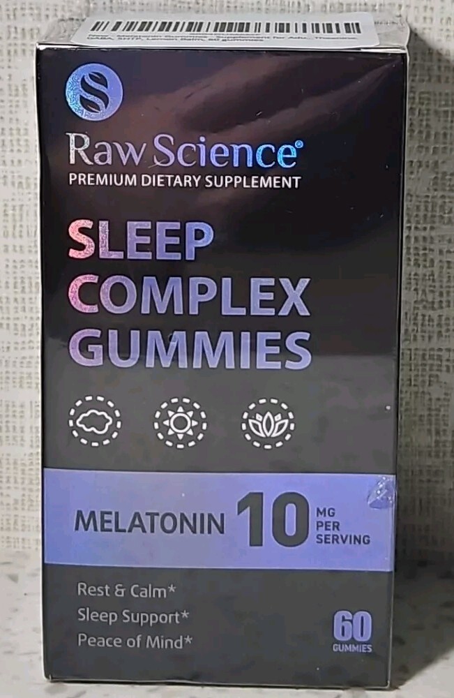 Raw Science Sleep Complex Melatonin 10 mg 60 Gummies Rest Calm Support 10/2026