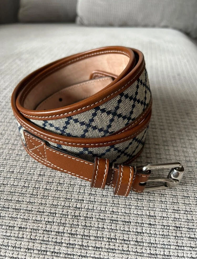 Ceinture cuir et toile GUCCI