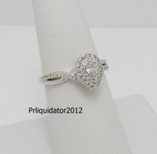 1/2CT Natural Pear Diamond Halo Engagement Wedding Bridal Ring 14K White Gold