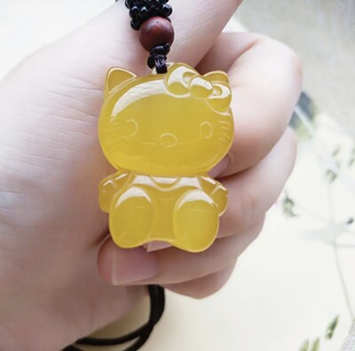 Stylish Cute Natural Agate Hello Kitty Pendant Comes In A Gift Box For Women