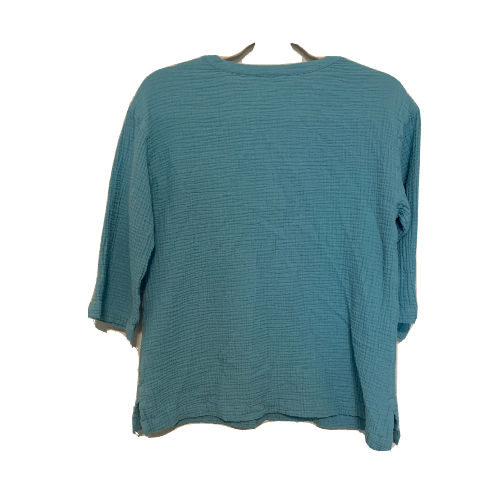 Soft Surroundings Womens Size XS Blue Araza Gauze Shirt Cotton Blouse