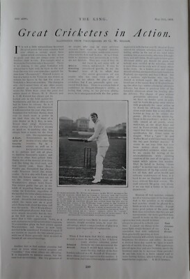 1904 PRINT CRICKETERS IN ACTION P/ F. WARNER AUSTRALIA CAPTAIN