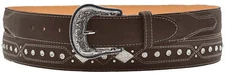 Handcrafted Full Grain Genuine Leather Studded West Concho Diamond Brown Belt