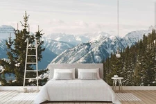 3D Snow Mountain Forest Self-adhesive Removeable Wallpaper Wall Mural Sticker 09