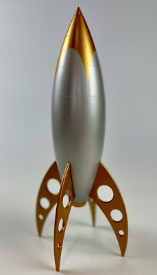 3D gedruckte Wohndeko 50er Jahre Retro Sci Fi Rakete Desktop Display Modell 26cm Resin