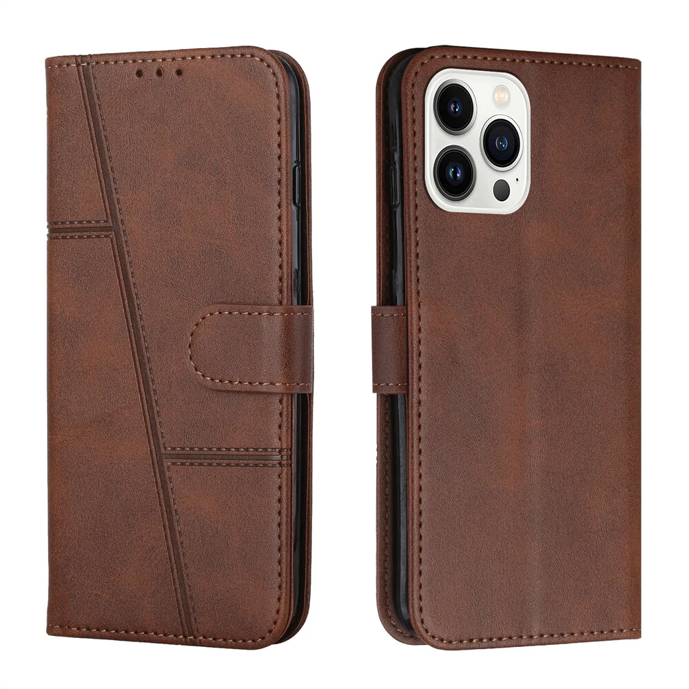 Premium Leather Flip Wallet Shockproof Case for iPhone 15 Pro Max 14 13 XR 7 with Full Protection
