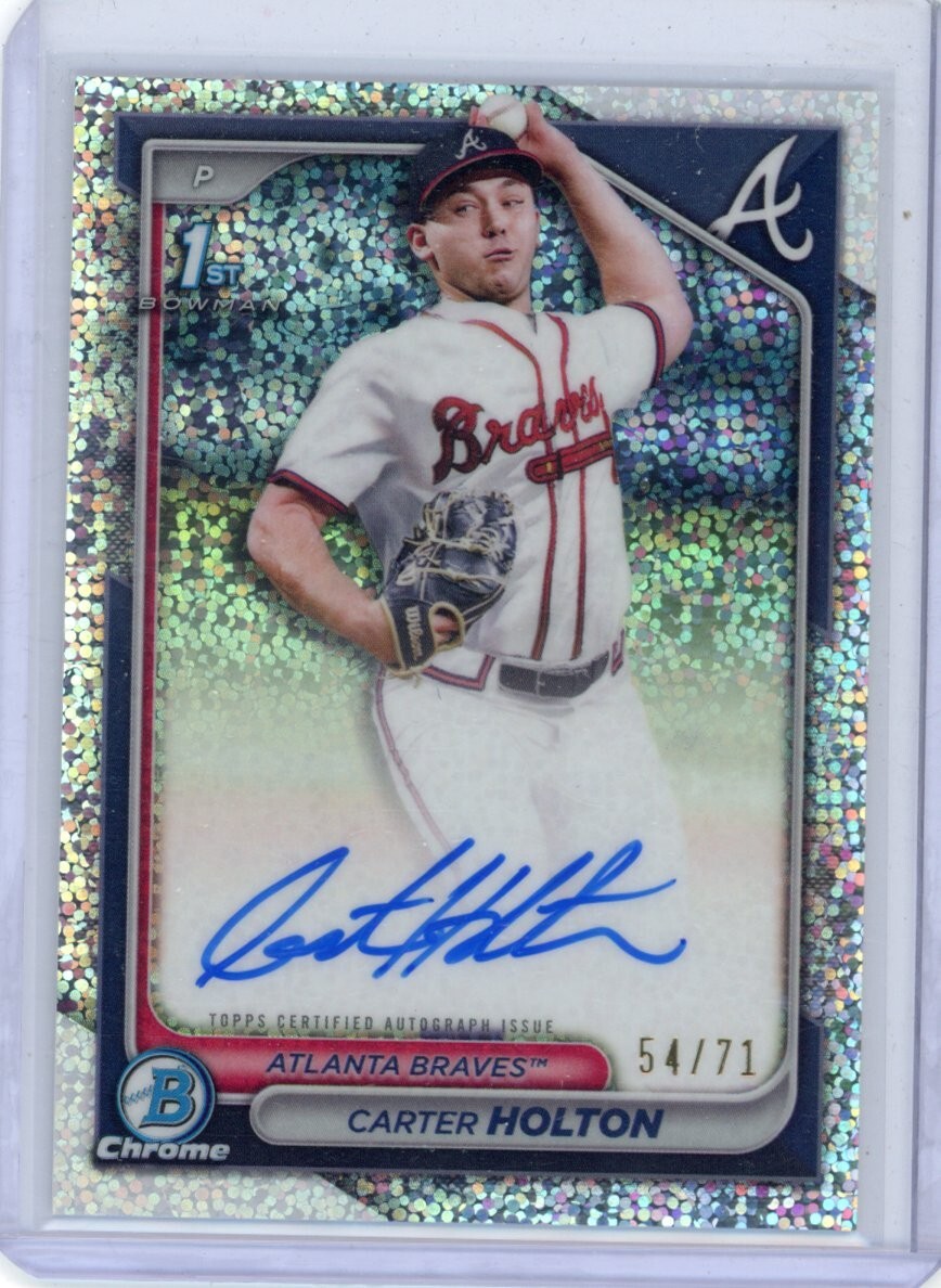 Carter Holton 2024 Bowman Chrome 1st Prospect Sparkle Refractor Auto /71